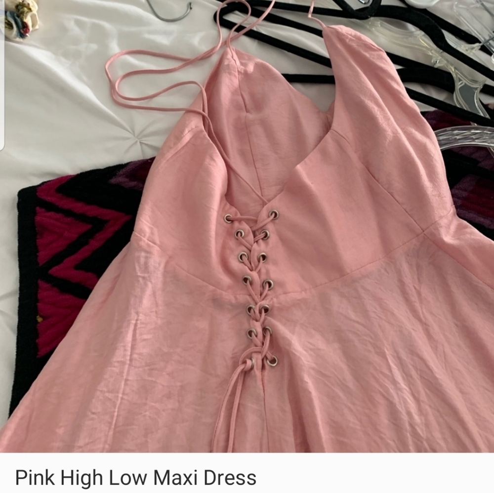 High-low light pink strappy dress